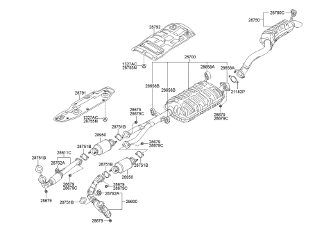 2011 Kia Borrego Catalytic Converter Assembly Diagram for 289503CZA0