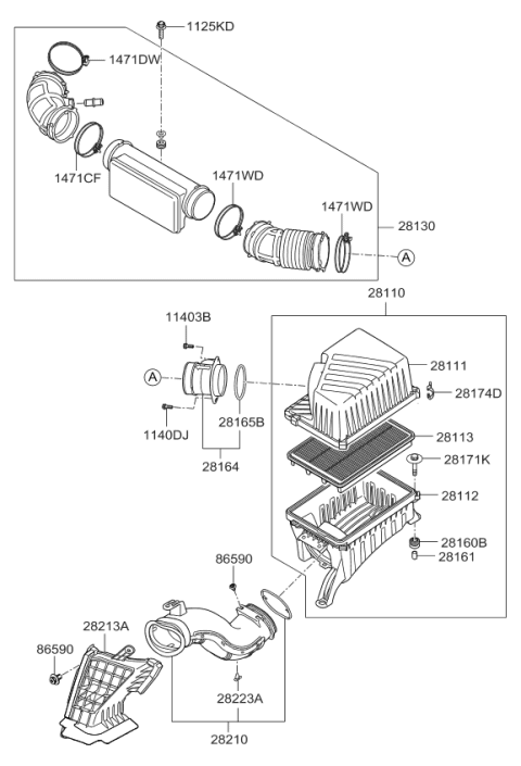 2011 Kia Borrego Air Cleaner Diagram 1