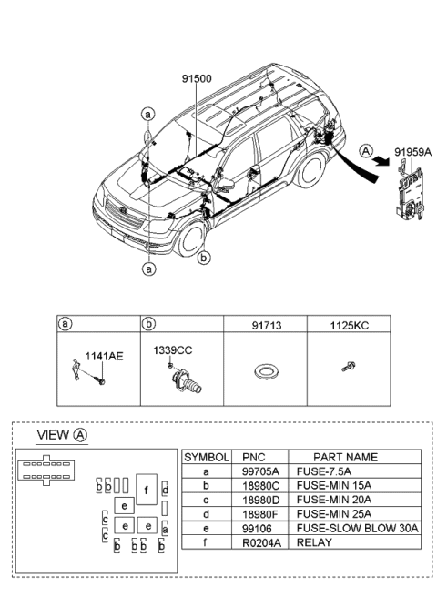 2010 Kia Borrego Wiring Harness-Floor Diagram