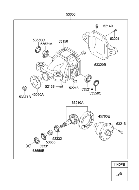 2011 Kia Borrego Bolt-Driven Gear Adjust Diagram for 532132J320