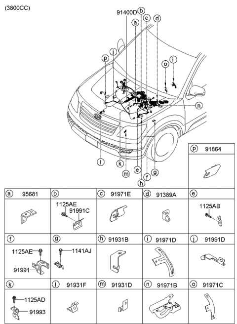 2009 Kia Borrego Wiring Assembly-Control Diagram for 914032J110