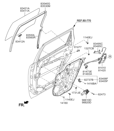 2011 Kia Borrego Channel & Run Assembly-DELT Diagram for 835502J000