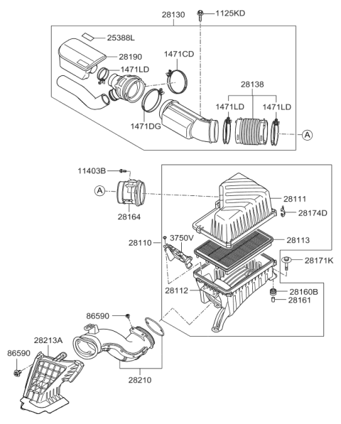 2010 Kia Borrego Air Cleaner Filter Diagram for 281132J000