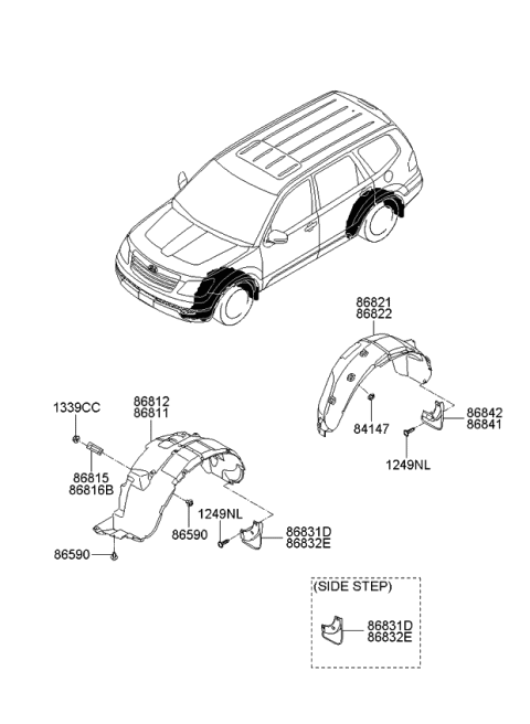 2011 Kia Borrego Guard Assembly-Rear Wheel Diagram for 868412J000