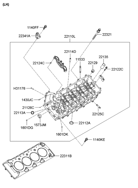 2008 Kia Borrego Gasket-Cylinder Head Diagram for 223113F300