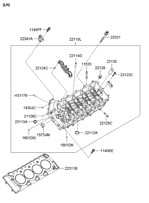 2008 Kia Borrego Head Sub Assembly-Cylinder Diagram for 501K53FU00