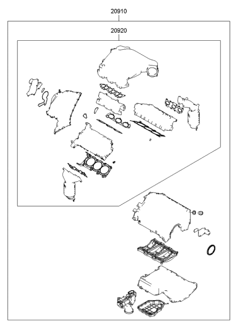 2011 Kia Borrego Gasket Kit-Engine OVEAUL Diagram for 209203CD00