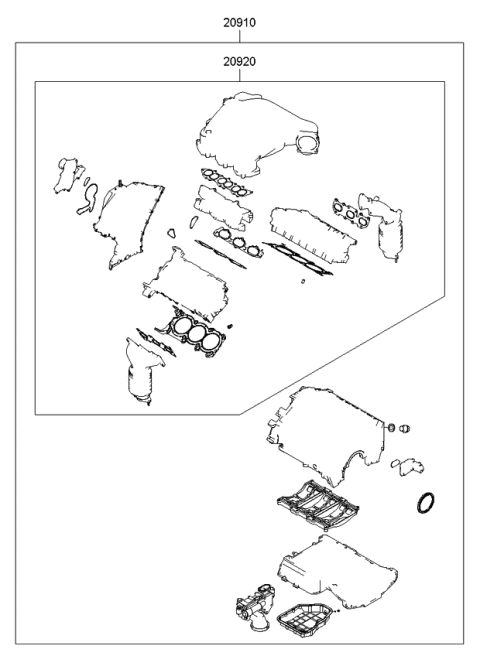 2008 Kia Borrego Engine Gasket Kit Diagram 1