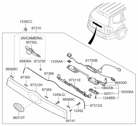 2008 Kia Borrego GARNISH-Tail Gate,Up Diagram for 873112J010