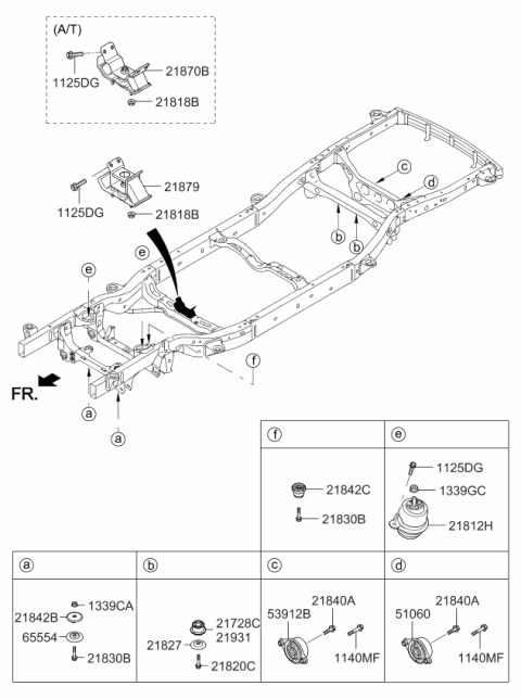 2008 Kia Borrego Rubber Differential Mounting-Rear Lower Diagram for 219322J010