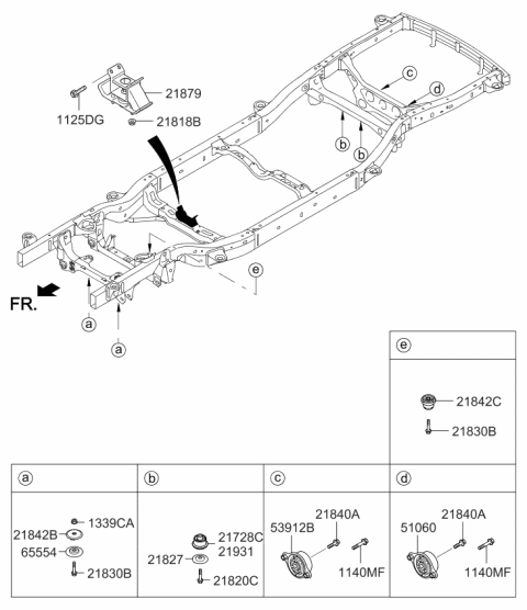 2011 Kia Borrego Transmission Mounting Rubber Diagram for 218322J500