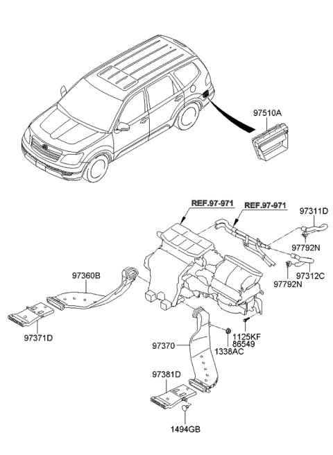 2010 Kia Borrego Grille Assembly-Air Extractor Diagram for 975102J000