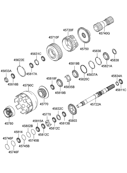 2011 Kia Borrego Bearing-Needle Thrust Diagram for 458114C000