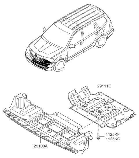 2009 Kia Borrego Panel Assembly-Under Cover Diagram for 291002J000