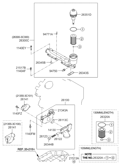 2010 Kia Borrego Front Case & Oil Filter Diagram 3