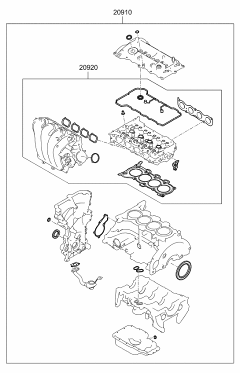 2018 Kia Soul Gasket Kit-Engine OVEAUL Diagram for 209102EC01