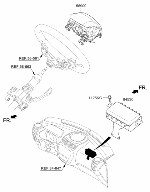 2018 Kia Soul Steering Wheel Air Bag Module Assembly Diagram for 56900B2600EQ