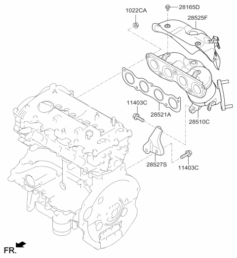 2018 Kia Soul Exhaust Manifold Catalytic Assembly Diagram for 285102EHH0