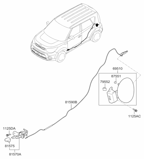 2019 Kia Soul Catch & Cable Assembly-F Diagram for 81590B2000
