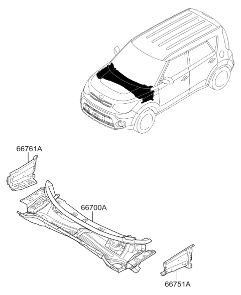 2017 Kia Soul Cowl Panel Diagram