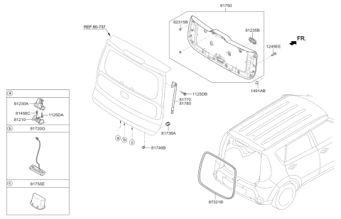 2017 Kia Soul Tail Gate Trim Diagram