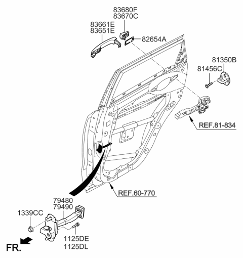 2019 Kia Soul Cover-Rear Door Outside Handle Diagram for 83662B2010