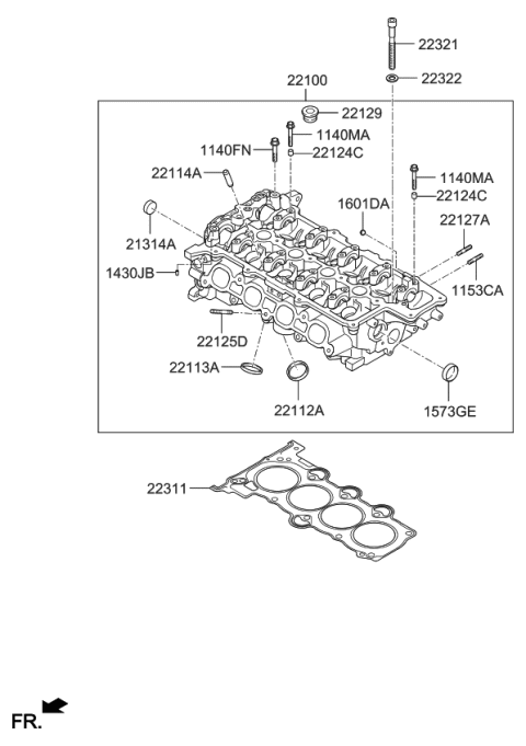 2018 Kia Soul Head Assembly-Cylinder Diagram for 221002B705