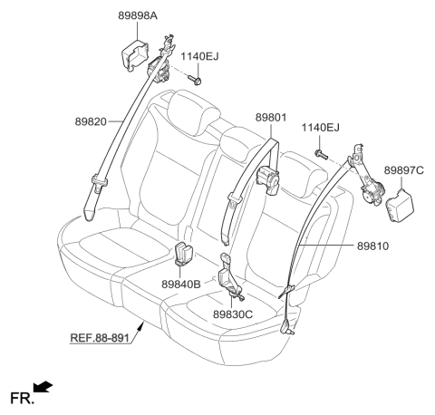 2017 Kia Soul Rear Seat Belt Diagram