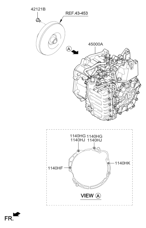 2019 Kia Soul Auto TRANSAXLE & TORQUE/CONVENTIONAL Assembly Diagram for 450002F756