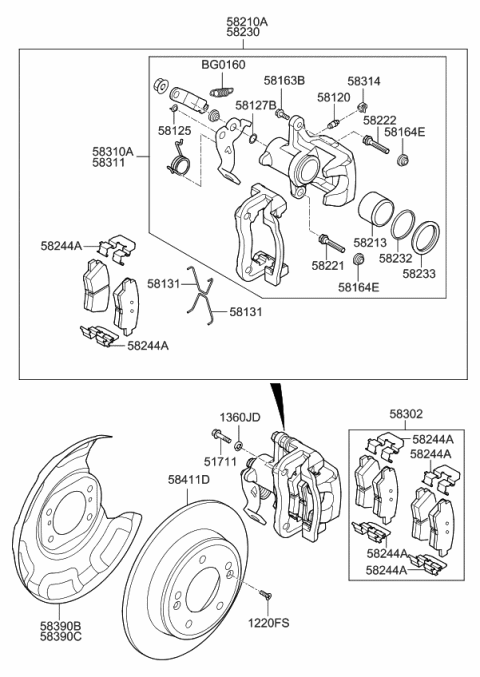 2019 Kia Soul Pad Kit-Rear Disc Brake Diagram for 58302B2A20