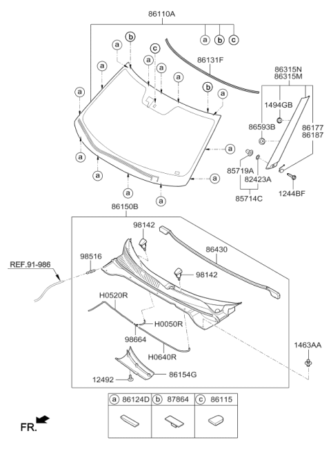 2018 Kia Soul Windshield Glass Diagram