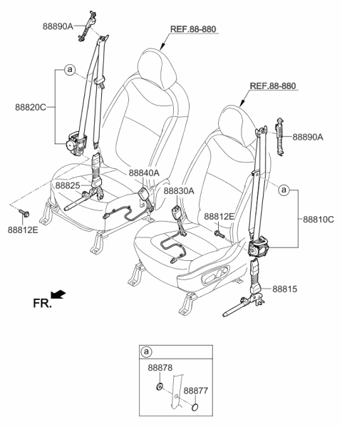 2018 Kia Soul Buckle Assembly-Front Seat Belt Diagram for 88840B2550EQ