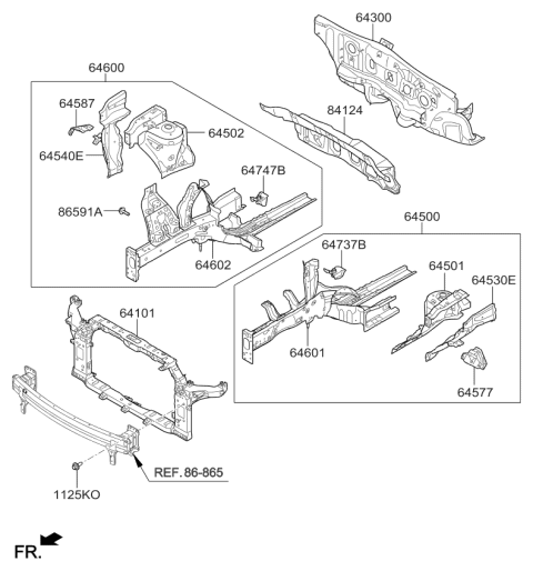 2018 Kia Soul Carrier Assembly-Front End Diagram for 64101B2010