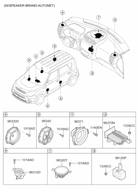 2019 Kia Soul EXTLERNAL Amplifier Assembly Diagram for 96370B2150