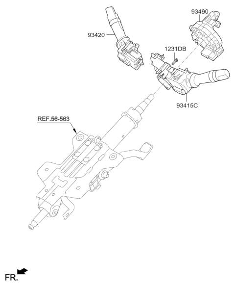 2017 Kia Soul Clock Spring Contact Assembly Diagram for 93490B2320