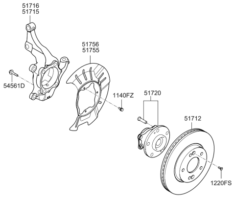 2019 Kia Soul Knuckle-Front Axle,R Diagram for 51716B2550