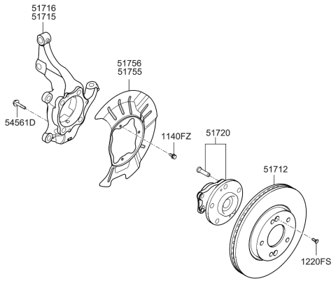 2019 Kia Soul Front Wheel Bearing Diagram for 51720A4500