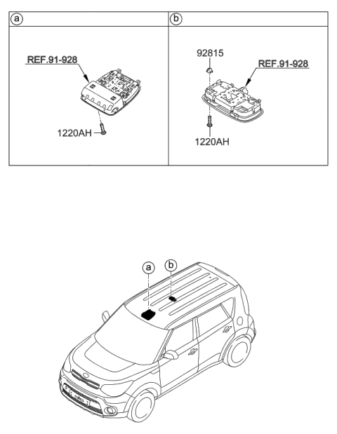 2019 Kia Soul Sunvisor & Head Lining Diagram 2