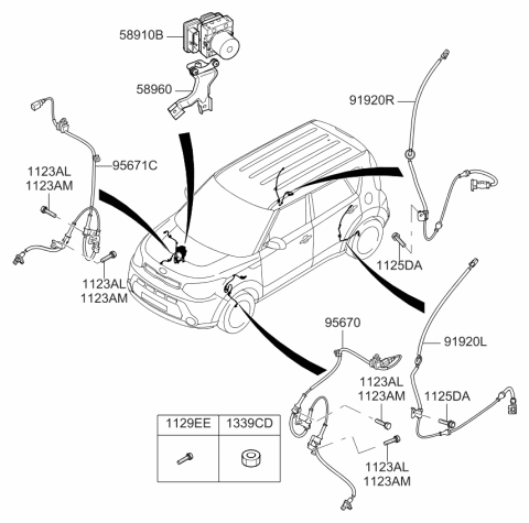 2019 Kia Soul Bracket-Hydraulic Module Diagram for 58960B2570