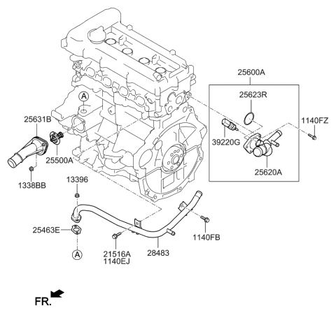 2017 Kia Soul Fitting-COOLANT Inlet Diagram for 256312B055