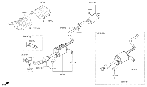 2018 Kia Soul Center Muffler Assembly Diagram for 28600B2600