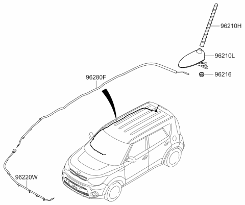 2017 Kia Soul Combination Antenna Assembly Diagram for 96210B2330