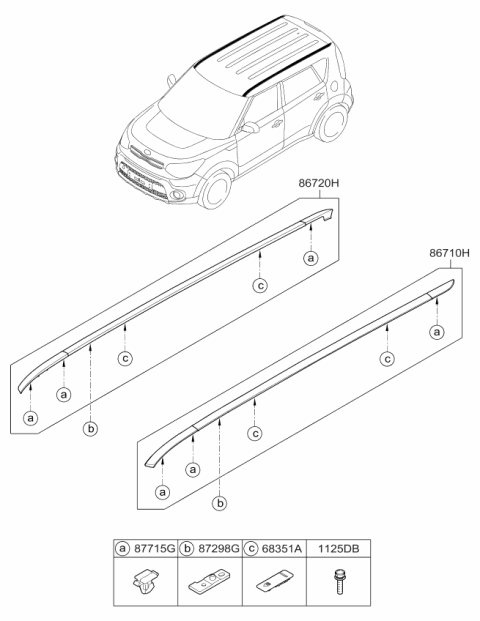 2018 Kia Soul Roof Garnish & Rear Spoiler Diagram 1