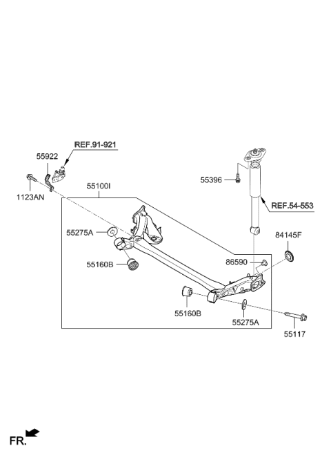 2017 Kia Soul Torsion Axle Complete Diagram for 55100B2640