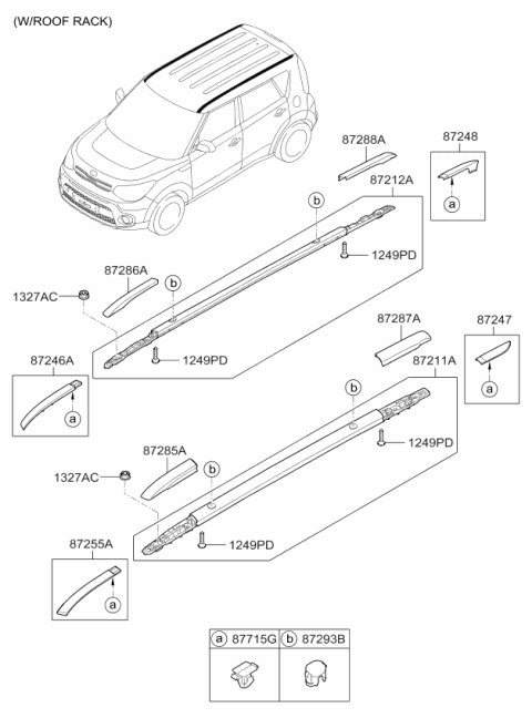 2018 Kia Soul Cap 1-Roof Rack Center Diagram for 87293B2500