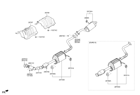 2017 Kia Soul Rear Muffler Assembly Diagram for 28710B2700