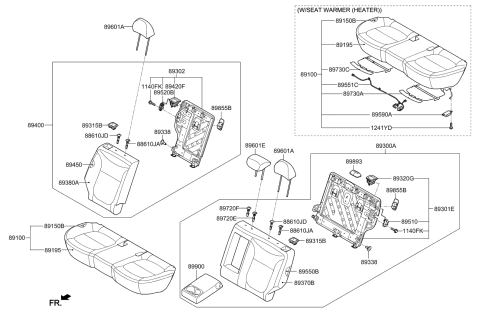 2018 Kia Soul Rear Seat Back Armrest Assembly Diagram for 89900B2200KHX