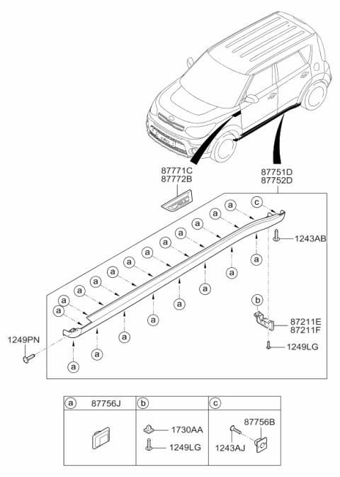 2017 Kia Soul Body Side Moulding Diagram