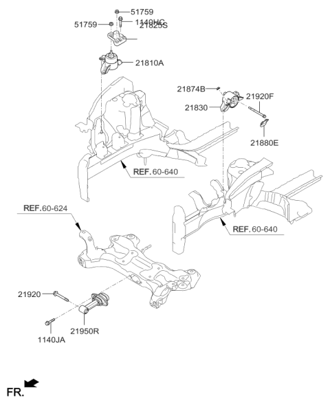 2019 Kia Soul Engine & Transaxle Mounting Diagram 2