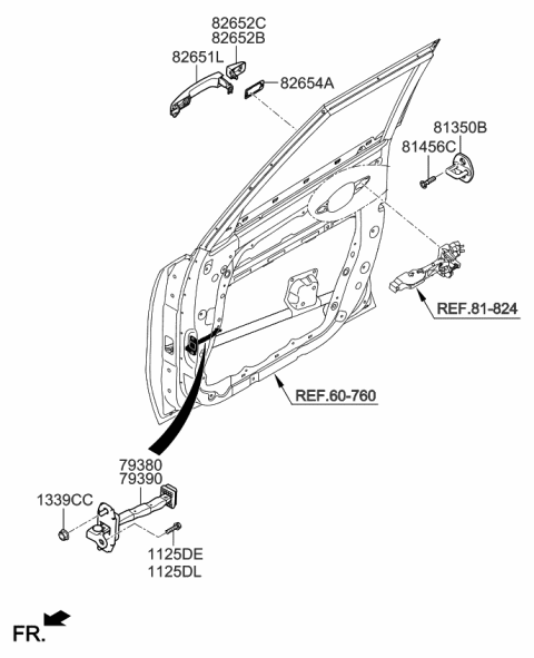 2017 Kia Soul Door Outside Handle Assembly, Left Diagram for 82651B2020